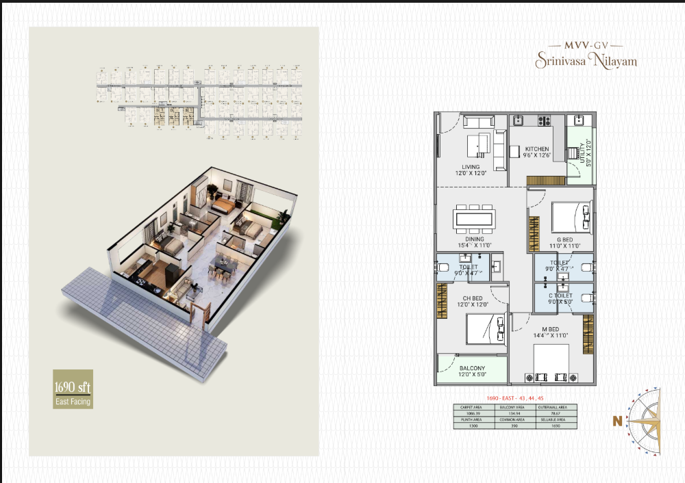 3 BHK Floor Plan